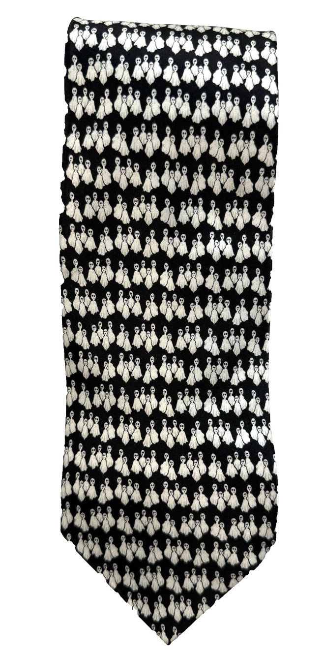 Museum Artifacts silk tie Ghosts Halloween black white